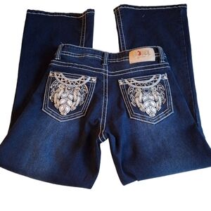 Rebel Jeans Embellished Denim Stretch Blue Bootleg Women Size 7/26